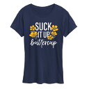 【送料無料】 ライセンス キャラクター レディース Tシャツ トップス Women's Suck It Up Buttercup Graphic Tee Navy(4)