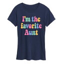 【送料無料】 ライセンス キャラクター レディース Tシャツ トップス Women's I'm The Favorite Aunt Graphic Tee Navy(4)