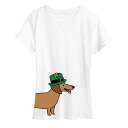 【送料無料】 ライセンス キャラクター レディース Tシャツ トップス Women's St. Patrick's Day Dachsund Graphic Tee White(4)