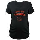 【送料無料】 アンブランデッド レディース Tシャツ トップス Maternity Crazy Thankful Turkey Graphic Tee Black