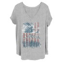 【送料無料】 アンブランデッド レディース Tシャツ トップス Juniors' Plus Size USA Mountain Tee Heather Gray(4)