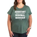 【送料無料】 ライセンス キャラクター レディース Tシャツ トップス Juniors' Plus Size The Office Assistant To The Regional Manager Tee Heather Juniper(4)