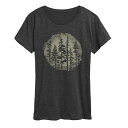 【送料無料】 ライセンス キャラクター レディース Tシャツ トップス Women's Watercolor Pine Trees Graphic Tee Heather Charcoal(4)