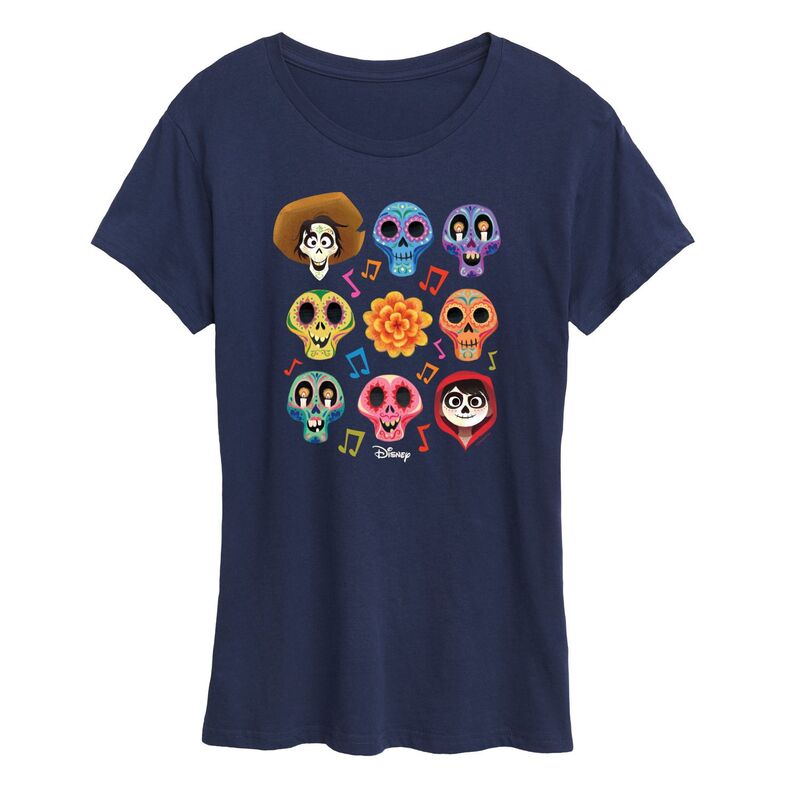 【送料無料】 ディズニー レディース Tシャツ トップス Disney's Coco Women's Character Grid Graphic Tee Navyのサムネイル
