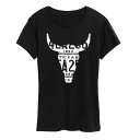 【送料無料】 ライセンス キャラクター レディース Tシャツ トップス Women's Texas License Plate Steer Graphic Tee Black(4)