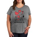 【送料無料】 ライセンス キャラクター レディース Tシャツ トップス Plus Peanuts Snoopy & Woodstock Happy Valentine's Day Graphic Tee Heather Gray