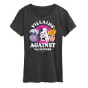 【送料無料】 ディズニー レディース Tシャツ トップス Disney Villains Ursula Cruella & Evil Queen Women's Against V Day Graphic Tee Heather Charcoal