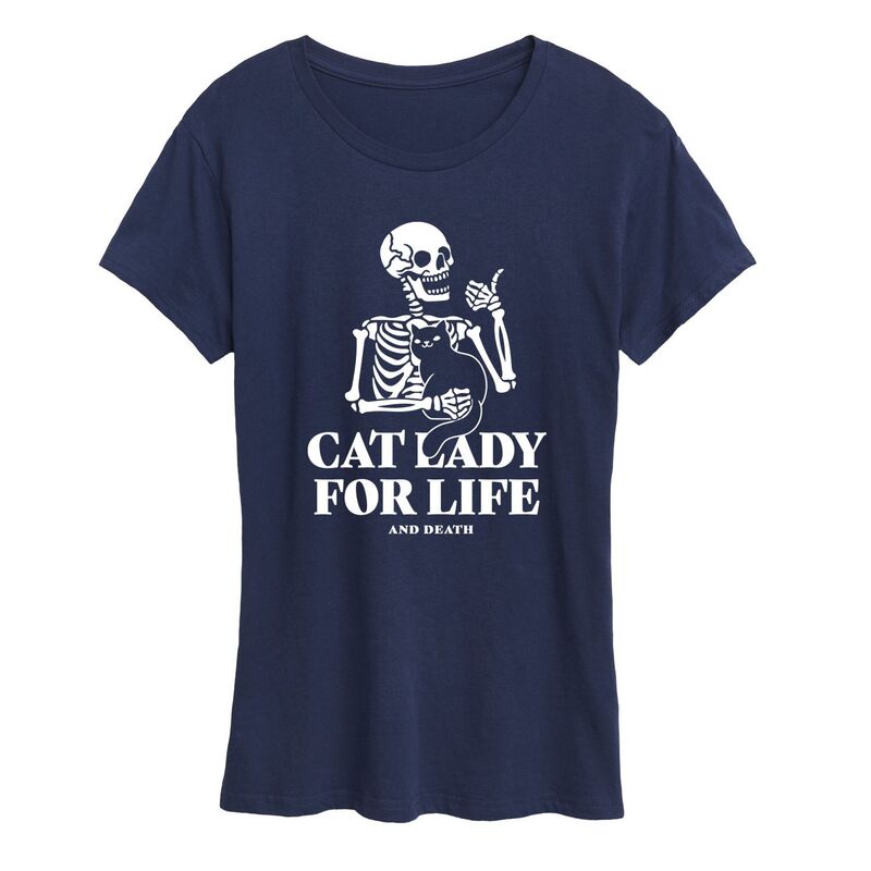 【送料無料】 アンブランデッド レディース Tシャツ トップス Women's Cat Lady For Like Skeleton Graphic Tee Navy