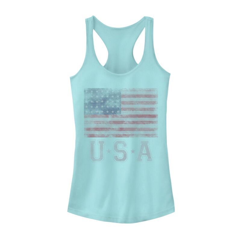 【送料無料】 アンブランデッド レディース Tシャツ トップス Juniors' Distressed American Flag USA Tank Top Cancun