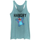 【送料無料】 ディズニー レディース Tシャツ トップス Disney's Lilo & Stitch Hangry Stitch Tri-Blend Juniors' Graphic Racerback Tank Tahiti Blue(4)