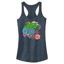 【送料無料】 ライセンス キャラクター レディース Tシャツ トップス Juniors' Pokemon Oddish Flowers Racerback Tank Top Indigo