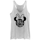 【送料無料】 ディズニー レディース Tシャツ トップス Disney's Minnie Mouse Best Sister Ever Juniors' Racerback Tank Top White Heather(4)