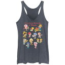 【送料無料】 ライセンス キャラクター レディース Tシャツ トップス Juniors' Strawberry Shortcake And Friends Racerback Tank Top Navy Heather