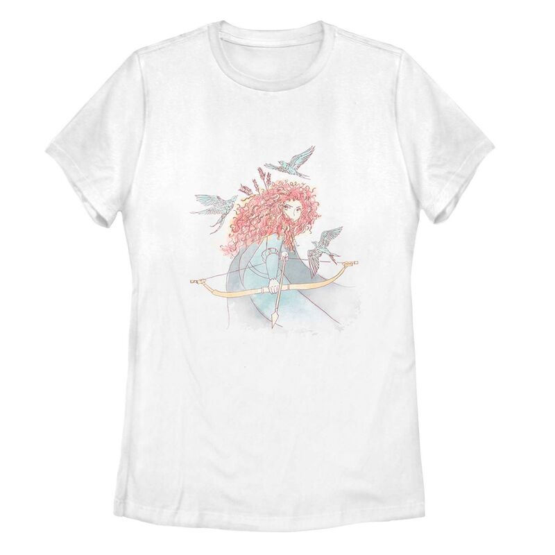 【送料無料】 ライセンス キャラクター レディース Tシャツ トップス Disney's Brave Merida Juniors' Sketch Tee Whiteのサムネイル