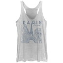 【送料無料】 アンブランデッド レディース Tシャツ トップス Juniors' Paris France City Sketch Graphic Racerback Tank White Heather(4)