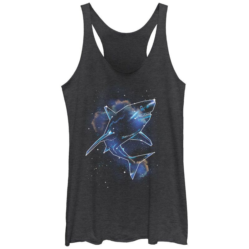 【送料無料】 アンブランデッド レディース Tシャツ トップス Juniors' Shark Galaxy Racerback Tank Top Black Heather