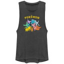 【送料無料】 ライセンス キャラクター レディース Tシャツ トップス Juniors' Pokemon Eeveelutions Group Graphic Tank Top Charcoal