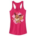 【送料無料】 ライセンス キャラクター レディース Tシャツ トップス Juniors' Pokemon Eevee Draw Racerback Tank Top Raspberry