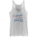 【送料無料】 ディズニー レディース Tシャツ トップス Disney's Princess Chasing My Dream Juniors' Racerback Tank Top White Heather(4)