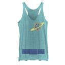 【送料無料】 ライセンス キャラクター レディース Tシャツ トップス Juniors' Disney/Pixar Toy Story Alien Costume Pizza Tank Top Tahiti Blue|詳細画像