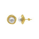 【送料無料】 アドニア レディース ピアス・イヤリング アクセサリー Adornia 14k Gold Plated Faux Pearl Stud Earrings Gold Tone
