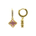 【送料無料】 アドニア レディース ピアス・イヤリング アクセサリー Adornia 14k Gold Plated Mother Of Pearl Floral Dangle Hoop Earrings Rose Gold Tone