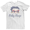 【送料無料】 ライセンス キャラクター レディース Tシャツ トップス Juniors' Betty Boop Red Cat Eye Sunglasses G...