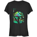 【送料無料】 スター ウォーズ レディース Tシャツ トップス Juniors' Star Wars Empire Strikes Back Boba Fett Helmet Hawaiian Fitted Graphic Tee Black