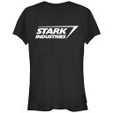 【送料無料】 マーベル レディース Tシャツ トップス Juniors' Marvel Iron Man Stark Industries Logo Fitted Graphic Tee Black
