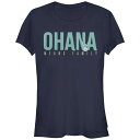【送料無料】 ディズニー レディース Tシャツ トップス Disney's Lilo & Stitch Ohana Means Family Stitch Juniors' Graphic Tee Navy(4)