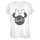 【送料無料】 ディズニー レディース Tシャツ トップス Disney's Minnie Mouse Bride Sign Juniors' Graphic Tee White(4)