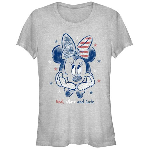 【送料無料】 ディズニー レディース Tシャツ トップス Disney's Minnie Mouse Juniors' Red White And Cute Graphic Tee Athletic Heather 【送料無料】 ディズニー レディース Tシャツ トップス Disney's Minnie Mouse Juniors' Red White And Cute Graphic Tee Athletic Heather
