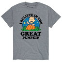 【送料無料】 ライセンス キャラクター メンズ Tシャツ トップス Men's Peanuts Believe In Great Tee Gray(4)