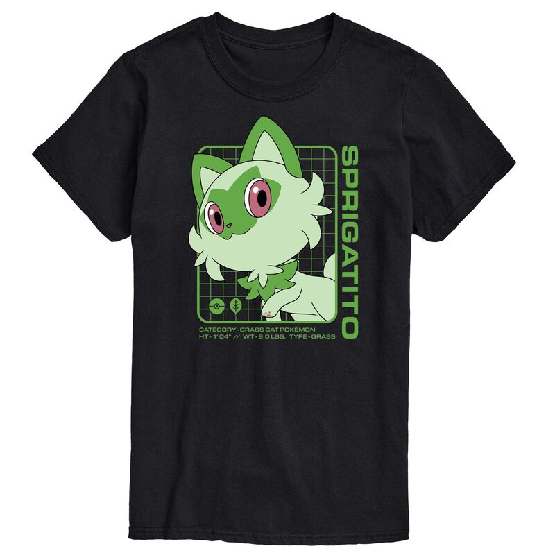 【送料無料】 ライセンス キャラクター メンズ Tシャツ トップス Men's Pokemon Sprigatito Stats Graphic Tee Black