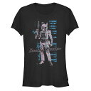 【送料無料】 ライセンス キャラクター レディース Tシャツ トップス Juniors' Star Wars Boba Fett Bounty Hunter Distressed Portrait Fitted Tee Black