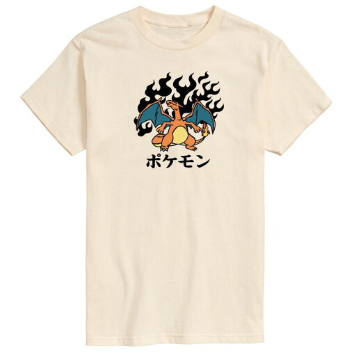 【送料無料】 ライセンス キャラクター メンズ Tシャツ トップス Men's Pokemon Charizard Flash Fire Tee Beige 【送料無料】 ライセンス キャラクター メンズ Tシャツ トップス Men's Pokemon Charizard Flash Fire Tee Beige