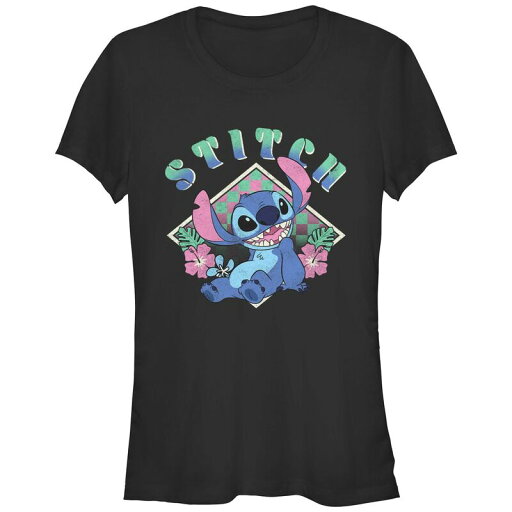 【送料無料】 ディズニー レディース Tシャツ トップス Disney's Lilo & Stitch Juniors' Happy Sitting Stitch Graphic Tee Black 【送料無料】 ディズニー レディース Tシャツ トップス Disney's Lilo & Stitch Juniors' Happy Sitting Stitch Graphic Tee Black