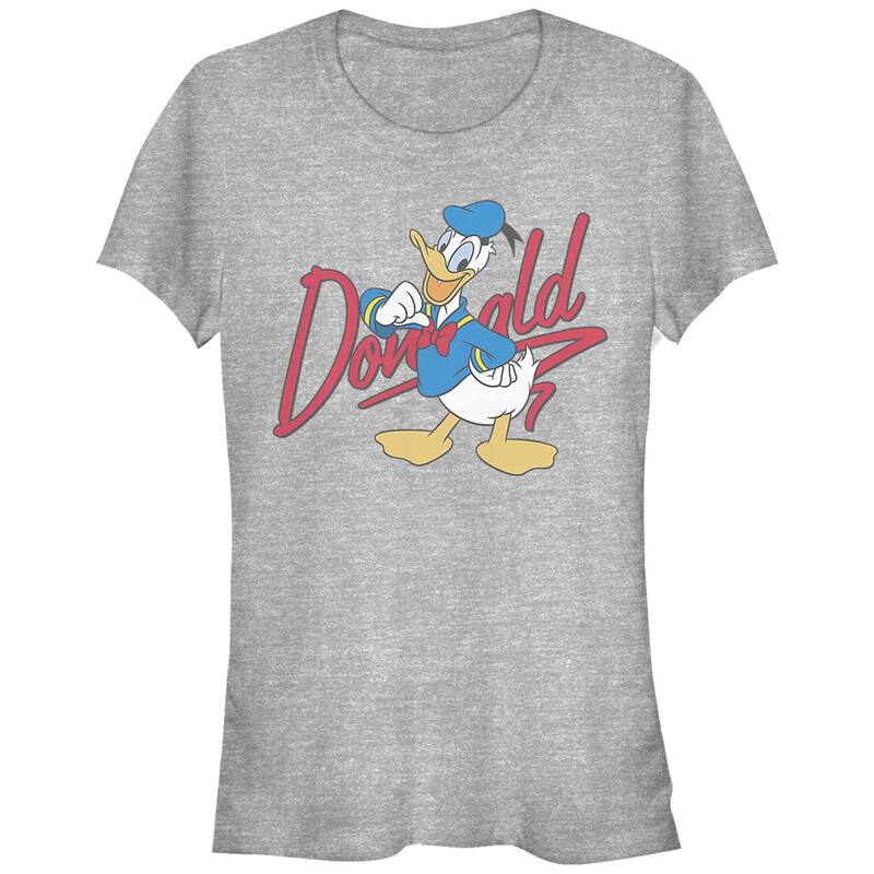 【送料無料】 ディズニー レディース Tシャツ トップス Disney's Donald Duck Signature Juniors' Graphic Tee Athletic Heather