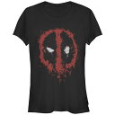 【送料無料】 マーベル レディース Tシャツ トップス Juniors' Deadpool Splatter Mask Graphic Tee Black