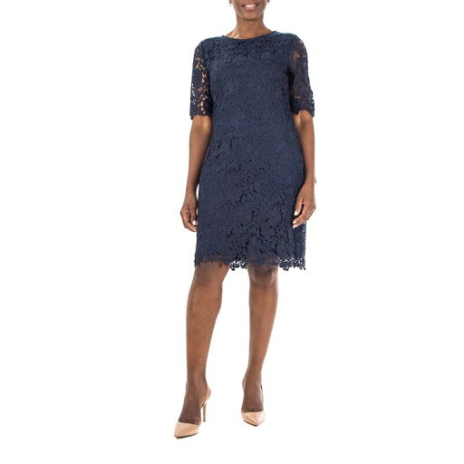 【送料無料】 ニナレオナルド レディース ワンピース トップス Women's Nina Leonard Floral Lace Sheath Cocktail Dress Navy 【送料無料】 ニナレオナルド レディース ワンピース トップス Women's Nina Leonard Floral Lace Sheath Cocktail Dress Navy