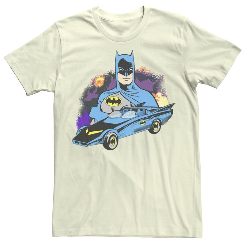 【送料無料】 ライセンス キャラクター メンズ Tシャツ トップス Men's Batman Vintage Batmobile Graphic Tee Natural