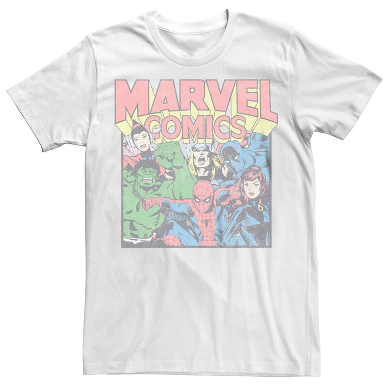 【送料無料】 ライセンス キャラクター メンズ Tシャツ トップス Men's Marvel Comics Vintage Superheroes Graphic Tee White