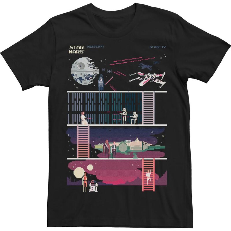 ̵ 饤 饯  T ȥåץ Men's Star Wars A New Hope 8-Bit Game Tee Black
