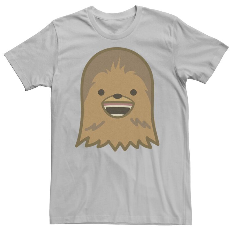 【送料無料】 ライセンス キャラクター メンズ Tシャツ トップス Men's Star Wars Chewbacca Happy Face Flattened Art Tee Silver