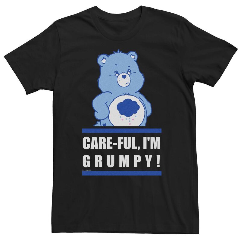 【送料無料】 ライセンス キャラクター メンズ Tシャツ トップス Big & Tall Care Bears Care-Ful I'm Grumpy! Grumpy Bear Tee Black