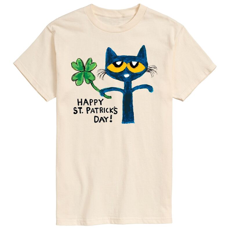 【送料無料】 ライセンス キャラクター メンズ Tシャツ トップス Men's Pete The Cat Happy St. Patrick's Day Tee Beige