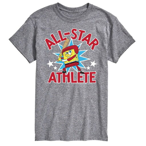 【送料無料】 ライセンス キャラクター メンズ Tシャツ トップス Men's SpongeBob SquarePants All Star Tee Gray 【送料無料】 ライセンス キャラクター メンズ Tシャツ トップス Men's SpongeBob SquarePants All Star Tee Gray