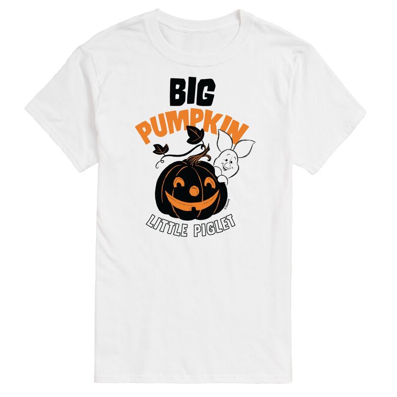 【送料無料】 ライセンス キャラクター メンズ Tシャツ トップス Disney's Winnie The Pooh Big & Tall Piglet Big Pumpkin Graphic Tee White
