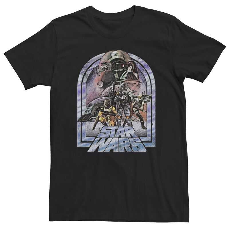 【送料無料】 スター ウォーズ メンズ Tシャツ トップス Big & Tall Star Wars Chrome Bordered Collage Portrait Tee Black