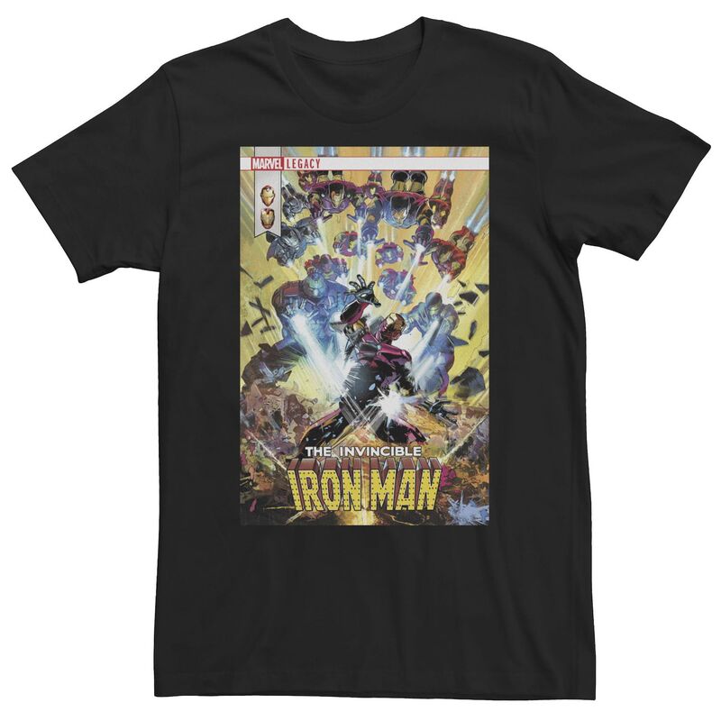 【送料無料】 マーベル メンズ Tシャツ トップス Big & Tall Marvel The Invincible Iron Man System Overload Comic Tee Black